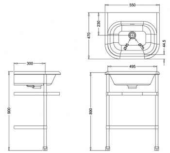 Small Roll Top Clearwater Basin With Stainless Steel Stand